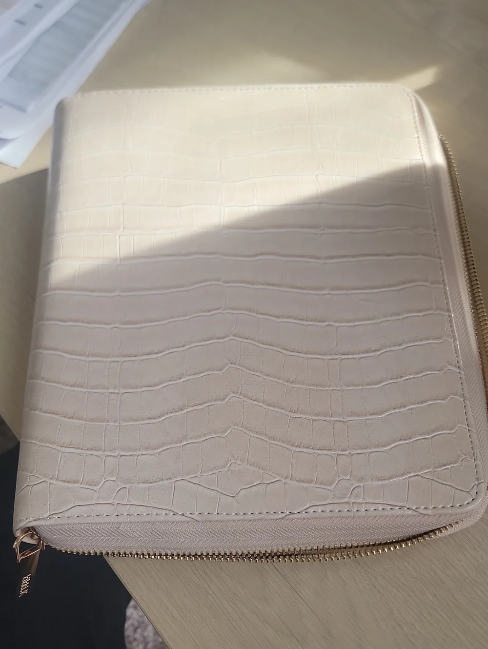 Kikki.K A5 Beige Croco Vegan Leather Zippered Planner